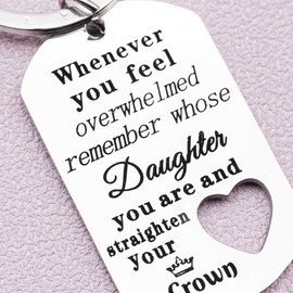 Inappropriate Gifts for 16 Year Old Girl for Women Daughter Teen Girls -To My Daughter Gift Keychain from Mom Dad Whenever You Feel Overwhelmed Christmas Stocking Stuffer for Daughter