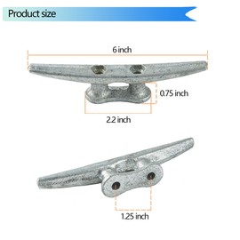 XuanHuZhe 6 Inch Boat Cleats Dock Cleats Galvanized Cast Iron Boat Cleat Tie Downs Marine Nautical Rope Cleat Boat Dock Cleat Marine Accessories for Kayaking Decor (4 Pack)