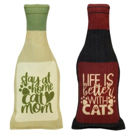 Wine Bottle Catnip Toys for Cats and Kittens Plush Wine Bottle - Funny Cat Toy PURRsecco and pinoMEOW - Cat Nip Toy for Wine Drinking Cat Moms and Dads