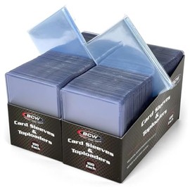 BCW - Paquete combinado de fundas para tarjetas y toploaders | 200 cargadores superiores y 200 fundas de penique, proteger, almacenar y mostrar tarjet