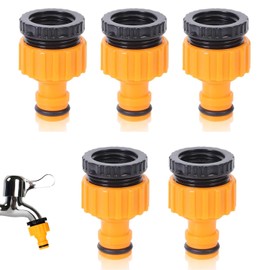 QZKJQDD Garden Hose Connector, 3/4 inch & 1/2 inch 2-in-1 Threaded Faucet Adapter Hose Adapter, Tap Hose Connector Graden Kitchen Hose Pipe Connector Threaded Faucet (5 Pack)