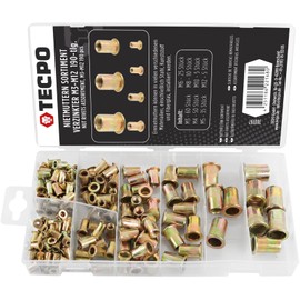 TECPO Rivet Nuts Box Assortment Galvanised M3-M12 Rivet Nut Blind Rivet Nuts for Riveter 190 Pieces
