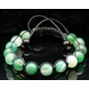 ElisaJewelryArt - Natural Green Agate Beaded Bracelet Genuine Gemstone Agitation