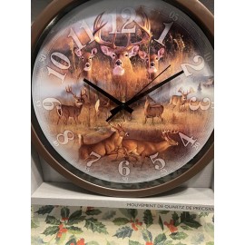 Reflective Art ‘ Whitetail Collage’ Classic Wall Clock 16-Inch. RETIRED
