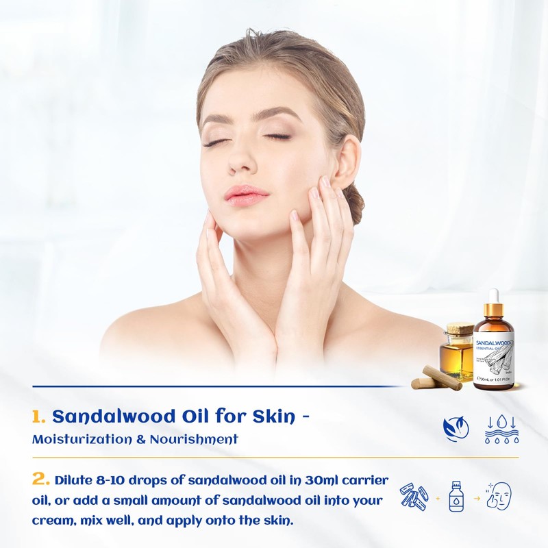 HIQILI 1 Fl Oz Sandalwood Essential Oils 100% Pure Natural