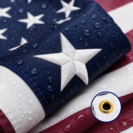 FIASON American Flag 3x5 FT for Outside, Heavy Duty 210D Polyester USA Flag with Embroidered Stars, Sewn Stripes & Brass Grommets for All Weather High Wind Resistant Flags for House, Yard, Garden