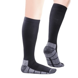 OUYJIA Compression Socks for Women Black Flight Socks Long Cycling Running Baseball Athletic Socks for Ladies Size 6-10, 5 Pairs