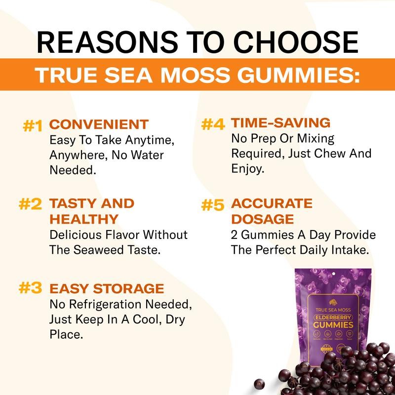 Sea Moss & Elderberry Gummies – 60 Berry-Flavored Multivitamin Gummies
