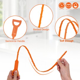 Huryfox Drain Clog Remover Tool- 12 Pack 20 Inch Length Drain Cleaner Sticks for Sink, Pipe and Tub - Plumbing unclogger Tool for Clogged Drains in Shower, Hair Catcher for bathroom, kitchen, Bathtub