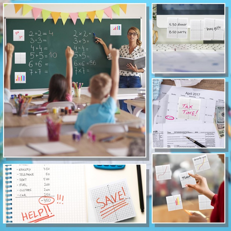 Benvo Graph Paper Sticky Notes Pads 3x3 Inch Math Graph