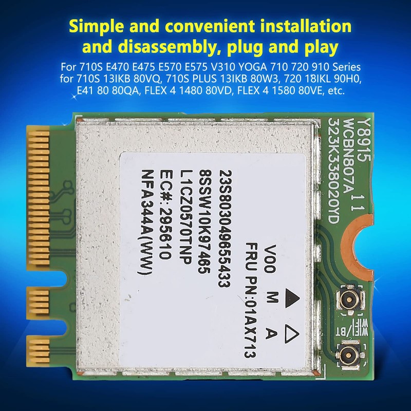 Annadue M.2 WLAN Card, NFA344A 867Mbps BT M.2 WLAN Card
