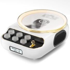 Retro Portable CD Players with Bluetooth Speakers, FM Radio, Night Light, LCD Display, 4000 mAh Battery, Vintage Radio Built in Dual Speakers Supports USB/AUX/Type-C for Home, Gifts (White)