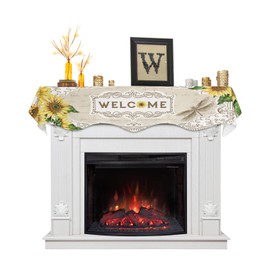 Victoroes Mantle Scarf 60 x 17 Inch, Sunflower Park Bees Fireplace Mantel Scarf Mantel Cover Runner for Home Living Room Indoor Holiday Party Decor