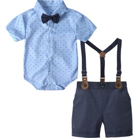 A&J DESIGN - Conjunto de tirantes para bebé y caballero, Azul, 3-6 Meses