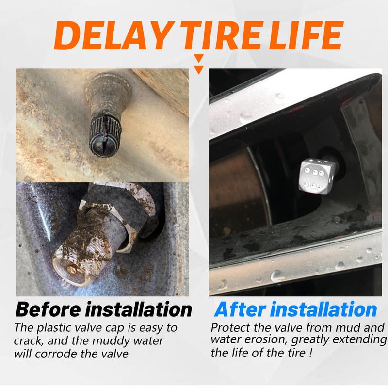 EKIND Bicycle Valve Dice (Set of 5, Silver)