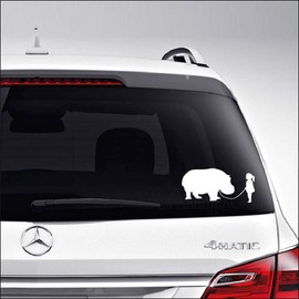 Girl Walking Hippo Hippopotamus for Car Truck Motorcycle Windows Bumper Laptop Home Wall Decor Vinyl Sticker Decal Size- [6 inch/15 cm] Wide/Color- Gloss Black
