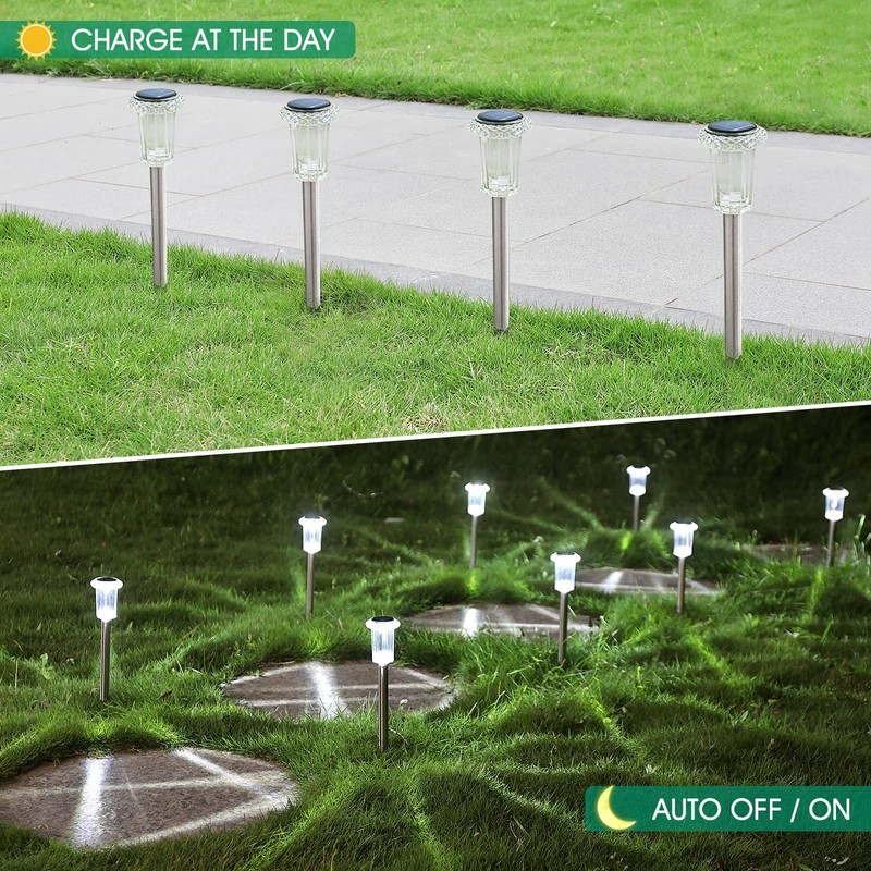 Eyrosa Solar Outdoor Lights, 10 Pack Waterproof Stainless Steel Solar