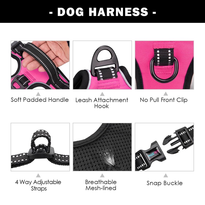 PHOEPET No Pull Dog Harnesses for Small Dogs Reflective Adjustable