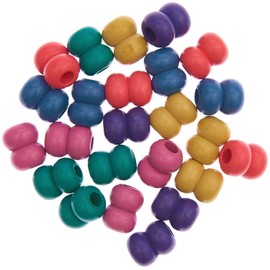 Rico Design Macrame Beads, Wood, Rainbow Colours, 17 x 22 mm, Pack of 24