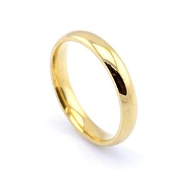 Vault 101 Limited 18k Gold Plated Men's Women's Stainless Steel Wedding Band Ring (4mm Wide - Size W)