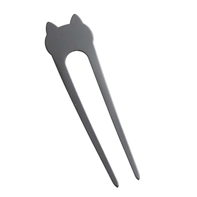 VingTAINE H7530-BK- Cat Motif Bifurcated Hairpin Marble Two-piece Cat Hair