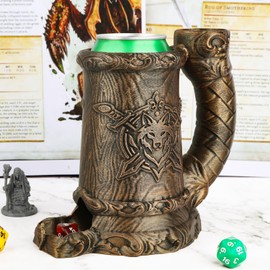 DND Dice Tower with Wolf Totem Design–Handcrafted Dice Rolling Tower & RPG Accessory–Durable Plastic Role-Playing Game Dice Holder, Pen Organizer & Beverage Rack for TTRPG & More (FF287C Bronze)