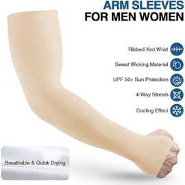 TRENDMALLS Arm Sleeves, Cooling UV Sun Protection Sports Compression for Men/Women/Kids, A02-beige-beige, Free Size