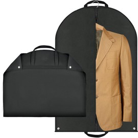 YOPEUC 2 Foldable Garment Bags, 60 x 100 cm, Suit Bag, Double Carry Handles, Made of Thick Non-Woven Fabric, Clothing Protective Bag, Dustproof Garment Bags for Travel, for Storing Suits, Shirts and