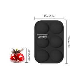 YXHZVON Small Chocolate Bomb Hemisphere Silicone Mould, 4 Pieces Chocolate Moulds with 6 Cavities, Hemisphere Mould for Chocolate Ball, Jelly, Pudding, Dome Mousse, Black