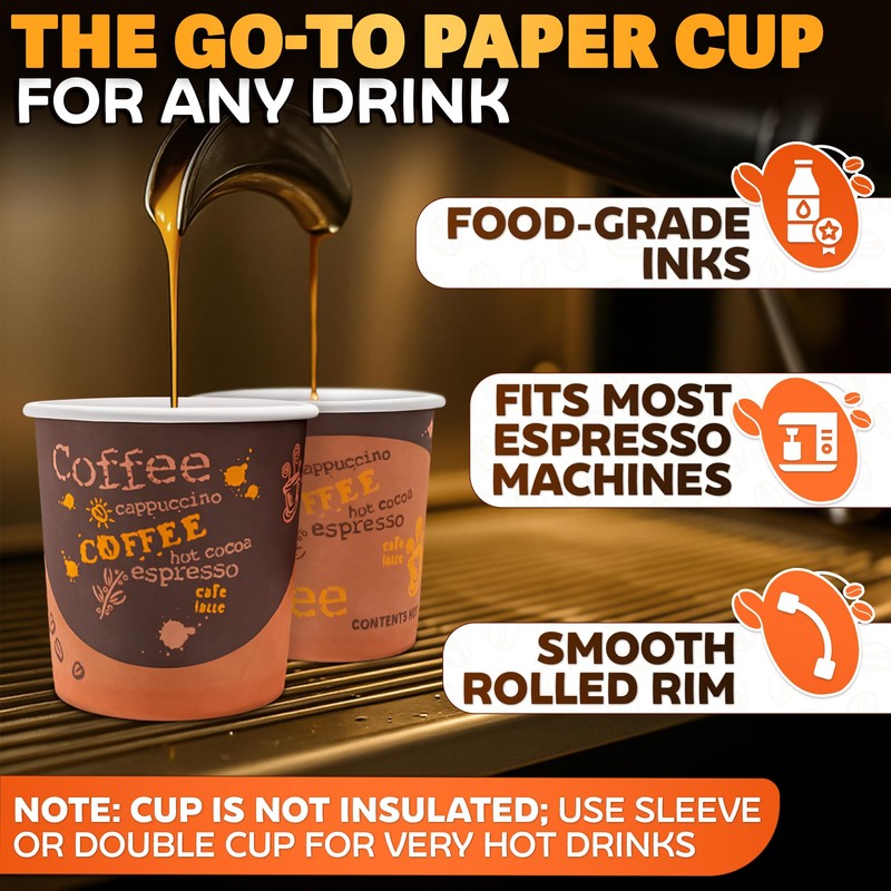 200-Pack 3 oz Disposable Espresso Cups – Small Espresso Paper