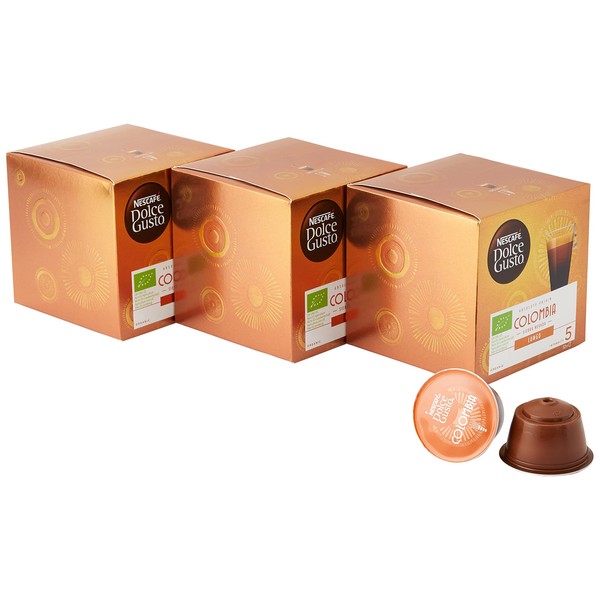Nescafe Dolce Gusto Colombia Sierra Nevada Lungo Coffee Pods, 12 Capsules, (Pack of 3, Total 36 Capsules, 36 Servings)