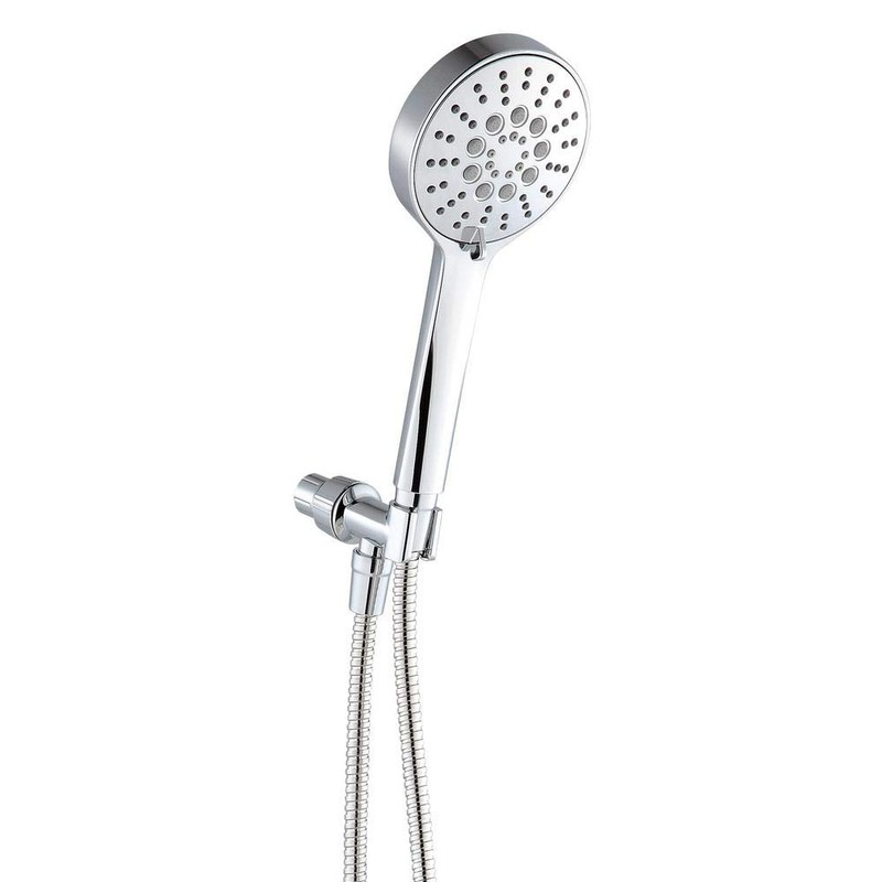 Modern 6-Spray Handheld Showerhead Kit with Pause Feature in Chrome