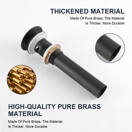 Indare Bathroom Sink Drain with Strainer Basket Anti Clog Pop Up Drain Stopper Vanity Vessel Sink with Overflow，Matte Black