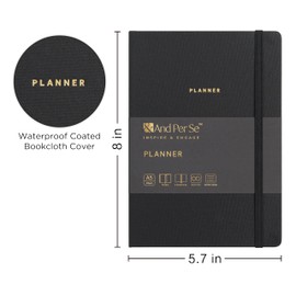 And Per Se Undated Planner, A5 Weekly Planner, 72 Weeks Hardcover Planner to Track Goals, 100 GSM Thick Paper, 5.7" x 8", Includes Monthly Tab Stickers & Back Pocket (Black)