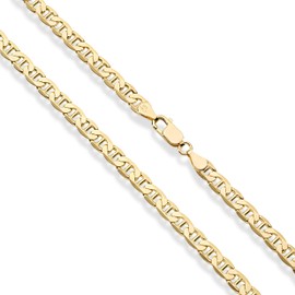 Miabella Solid 18K Gold Over Sterling Silver Italian 3mm, 4mm, 6mm Diamond-Cut Flat Mariner Link Chain Necklace for Men Women, 925 Italy (6mm, Length 22 Inches)