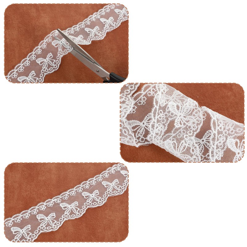 Shimmeroo 5 Yards White Lace Trim, 1.7In Wide Vintage Lace