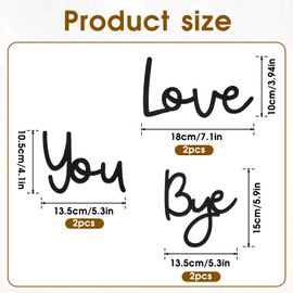 Wanmu Love You Bye Wood Sign Hallway Home Door, Love You Bye Sign Above Door Boho Decor, Wall Hanging Sign, Family Wall Art Modern Wood Decoration with Glue Point, Valentine Gift（Black）