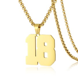 SKQIR Number Necklace for Men Baseball Gold Baseball Jersey Number Pendant for Athletes Number Chain for Boys Sport Stainless Steel justin jefferson number 18 necklace