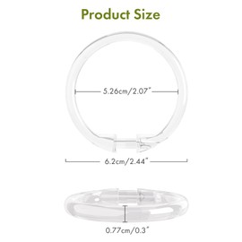 Amazer Plastic Shower Curtain Rings, 24 Pcs Shower Curtain Hooks, O Shape Clear Shower Curtain Hooks Rings, Easy to Snap Closure, Shower Hooks for Shower Curtain and Liner Bathroom