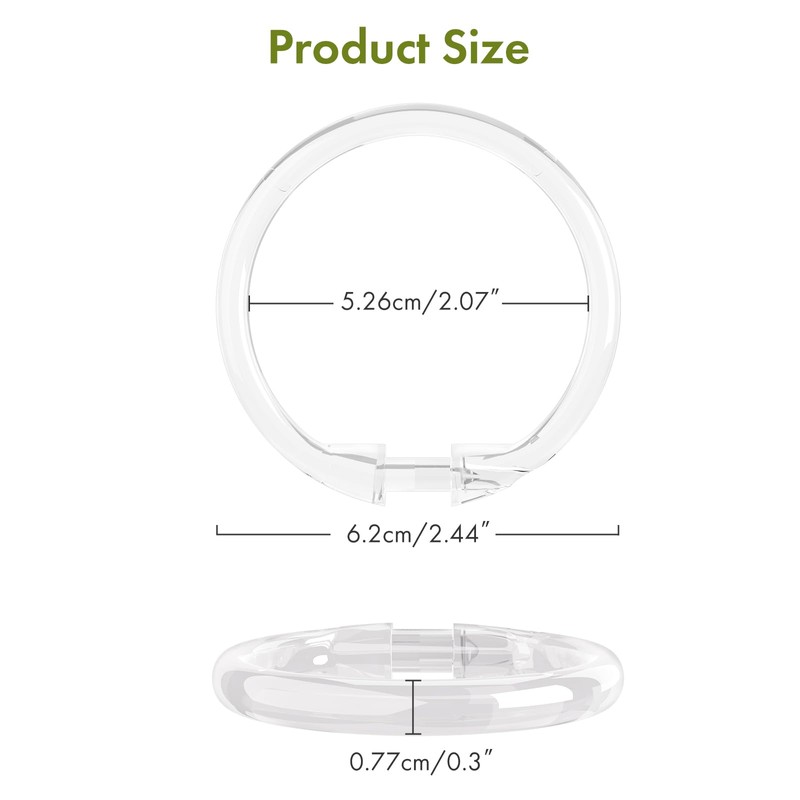 Amazer Plastic Shower Curtain Rings, 24 Pcs Shower Curtain Hooks,