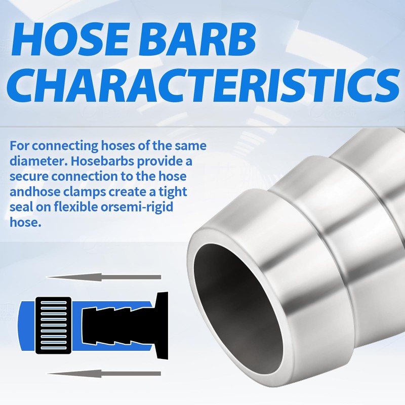 ChillWaves 304 Stainless Steel Hose Barb Fittings, Splicer Mender Union