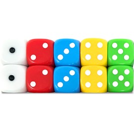 Smith’s® 10 Pack of Eco Friendly Dice | 16MM | 6 Sided Dice | No Harmful Materials | Rounded Edges for Smoother Rolling | 5 Beautiful Custom Colours
