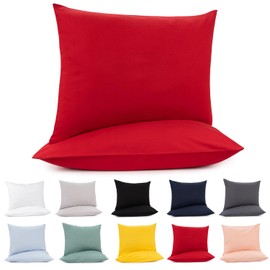 Lotusein Cushion Cover 50 x 70 cm (Set of 2) – Red – 100% Jersey Cotton 175 g/m² Cushion Covers – Cushion Cover for Cushions with Zip – Oeko-Tex Certified