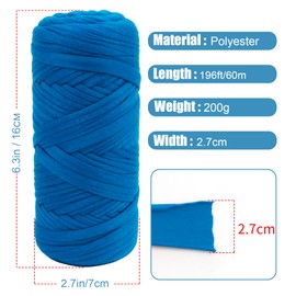 Uiopa T-Shirt Yarn, 200 g Ribbon Yarn for Knitting and Crochet, Thick Ribbon Yarn Crochet Yarn for Crochet Bags/Baskets/Carpets, Home Decoration, DIY Crafts (Dark Blue)