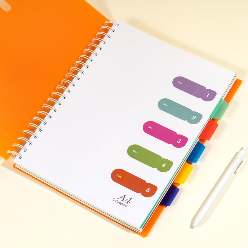 Yoment 5 Subject Notebook College Ruled Spiral Notebook 5x7 with