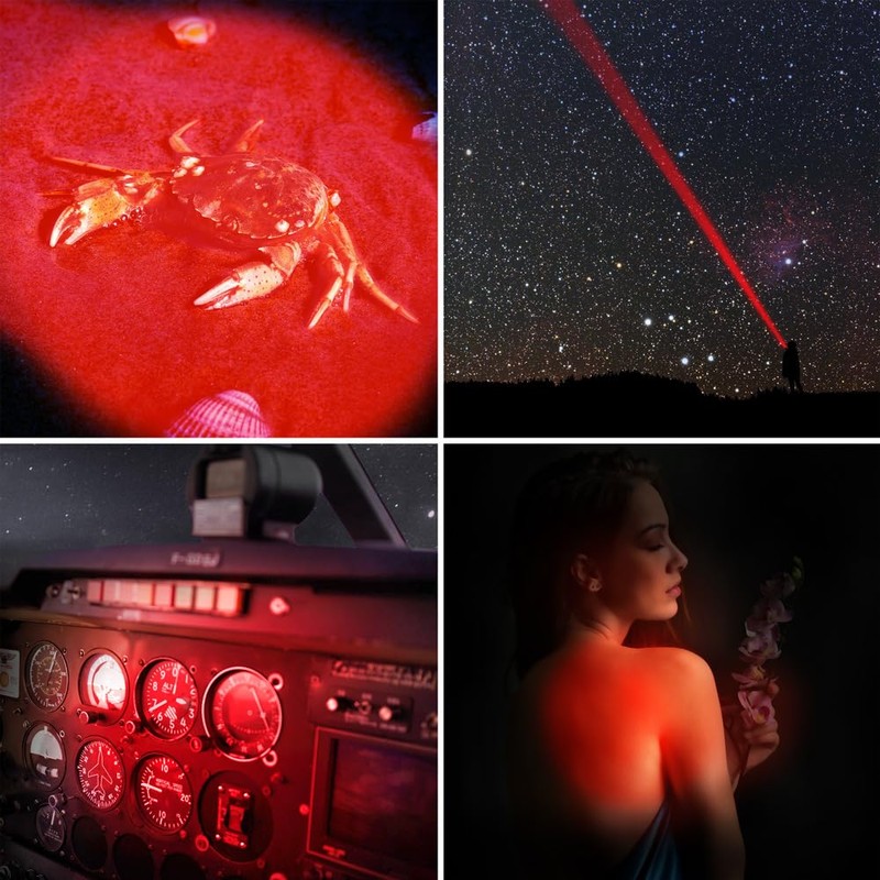 WAYLLSHINE Stepless Dimming Red Light Flashlight, 620nm-630nm High Purity, Adjustable