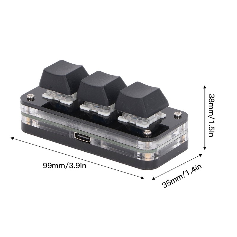 3 Key Mini Keypad Industrial USB Customized Blue Switch Programmable