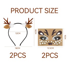 2 Pieces Of Deer Headband And 2 Face Patches, Deer Clothing Accessories, Cute Cartoon Headbands, Role-Playing Accessories, Party Dress-Up Supplies.