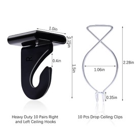 OALEN 20 Drop Ceiling Hooks for Classrooms & Offices, Black Heavy Duty Metal T-Bar Hooks for Hanging Plants & Decorations