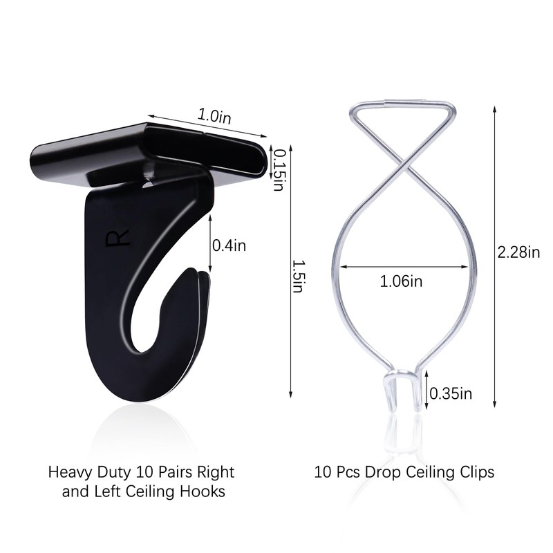 OALEN 20 Drop Ceiling Hooks for Classrooms & Offices, Black